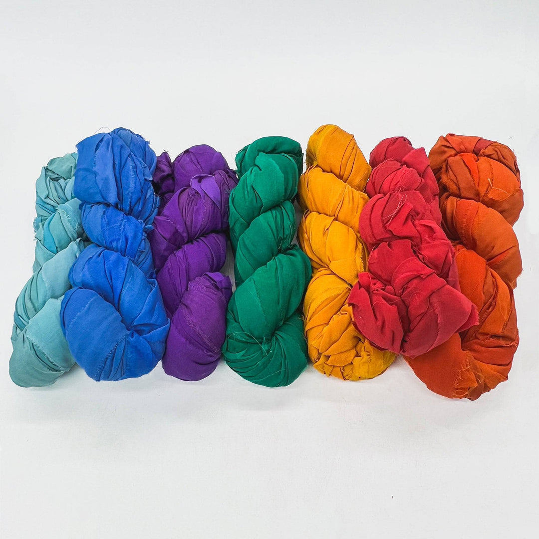 A bunch of chiffon ribbon ombre packs rainbow.