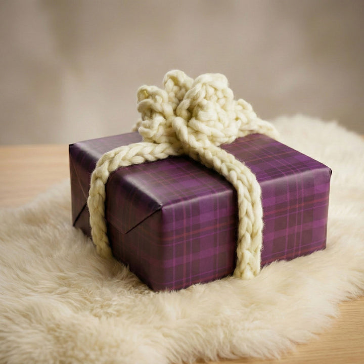 Crochet Pom Gift Bow Pattern – Handmade Reusable Gift Wrap Accent with Chunky Wool Yarn