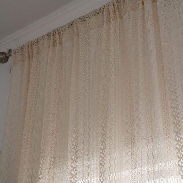 Curtain Finished Beige Crochet Translucent American Literature And Art