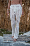 Hollow Hand Crochet Loose Wide Trousers Beach Vacation Style