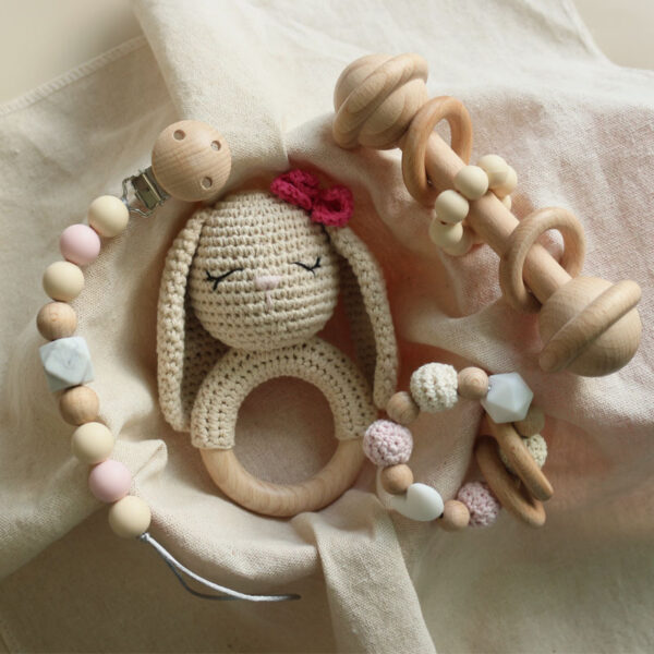 DIY Baby Handmade Wool Crochet Rabbit Rattle Toy