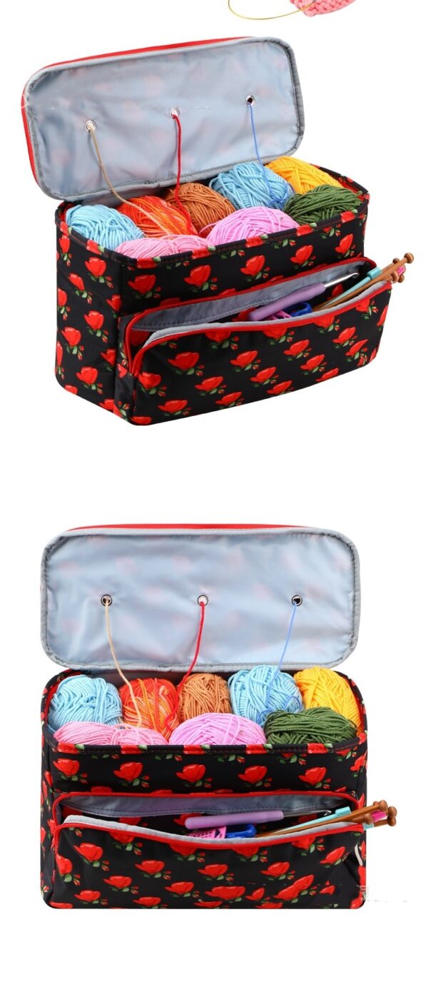 Wool Storage Bag Crochet Tool Buggy Bag With Cable Hole Needle Handbag