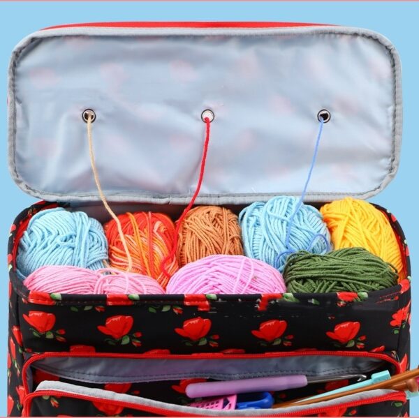 Wool Storage Bag Crochet Tool Buggy Bag With Cable Hole Needle Handbag