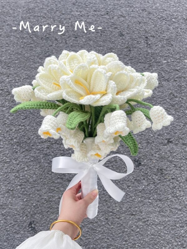 Knitted Bridal Bouquet Handmade Crochet Diy Material Package