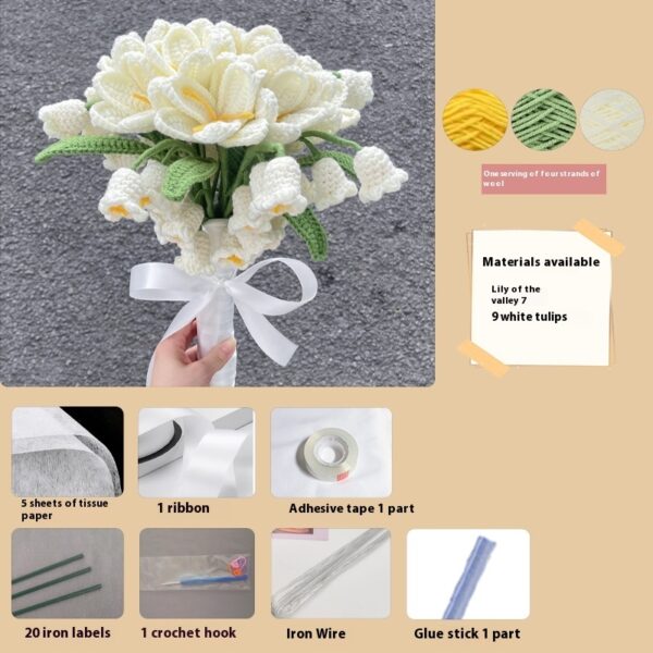 Knitted Bridal Bouquet Handmade Crochet Diy Material Package