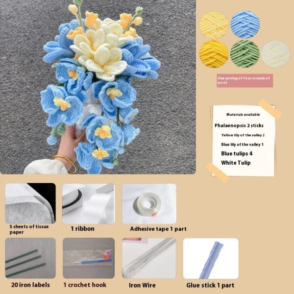 Knitted Bridal Bouquet Handmade Crochet Diy Material Package