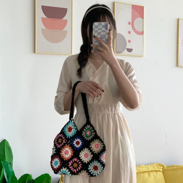 Handmade Hand Crochet Flower Woven Women's Bag Ethnic Pattern