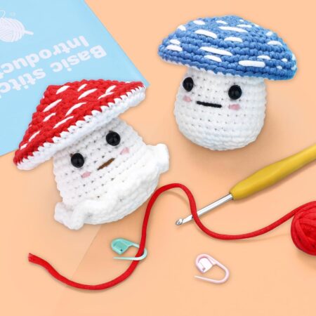 Crochet Material Package Blue Red Small Mushroom Decoration