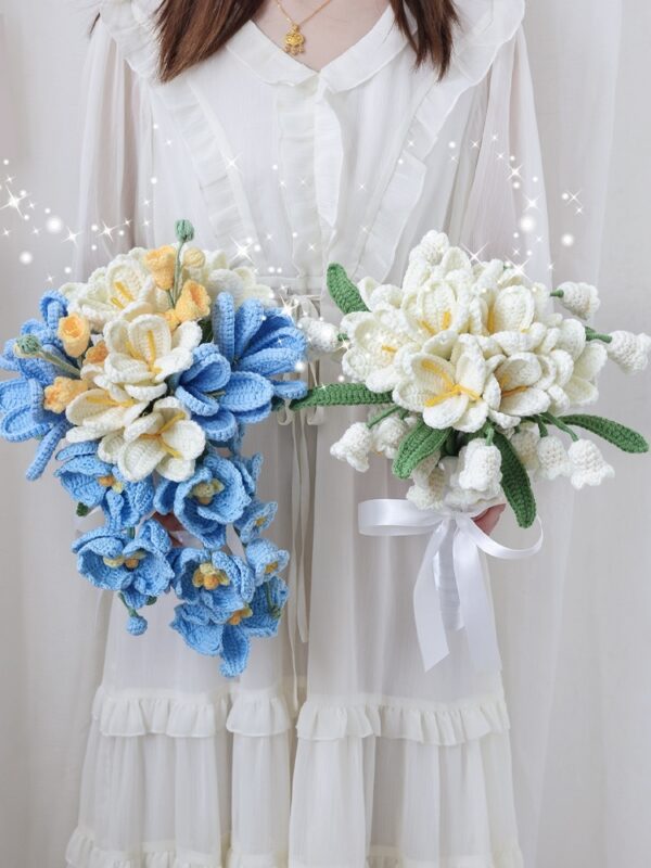 Knitted Bridal Bouquet Handmade Crochet Diy Material Package