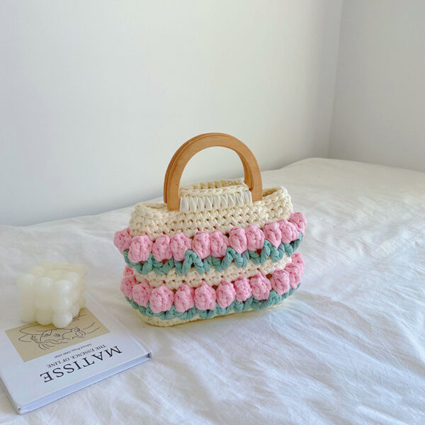 Tulip Bag Hand-woven Bag Cloth Strip Crochet