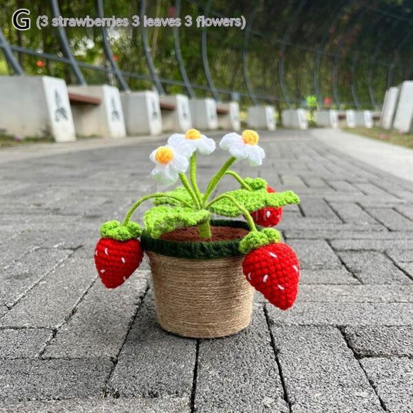 Wool Crochet Strawberry Bonsai Handmade Diy Woven Ornaments