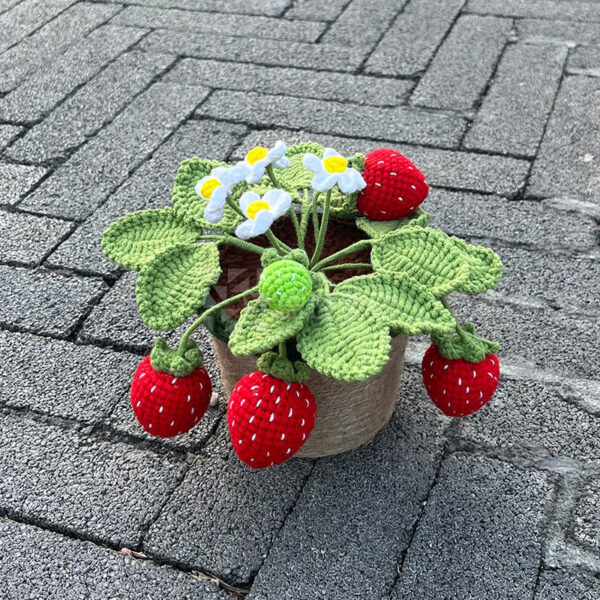 Wool Crochet Strawberry Bonsai Handmade Diy Woven Ornaments